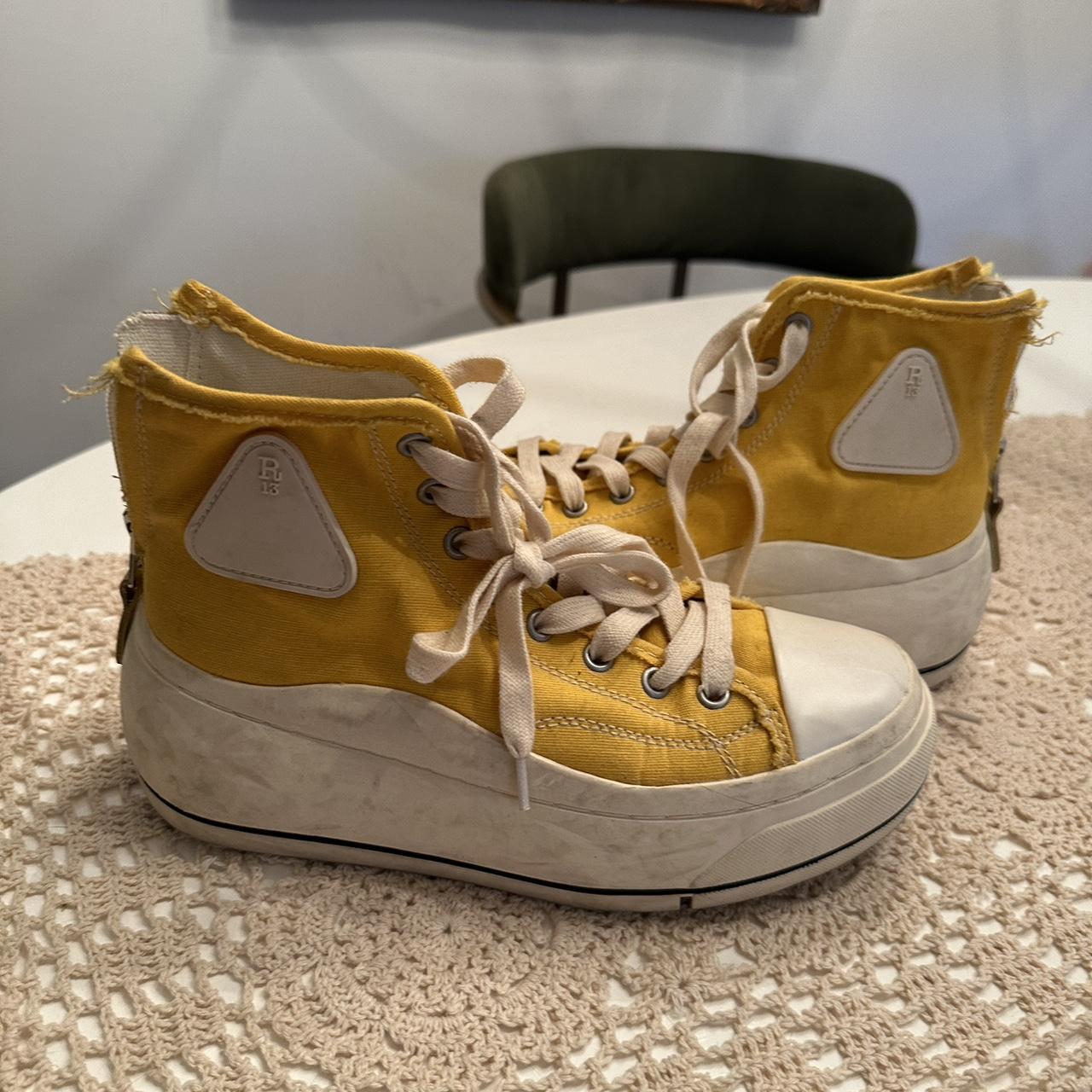 Yellow platform R13 sneakers. Yellow Kurt high top