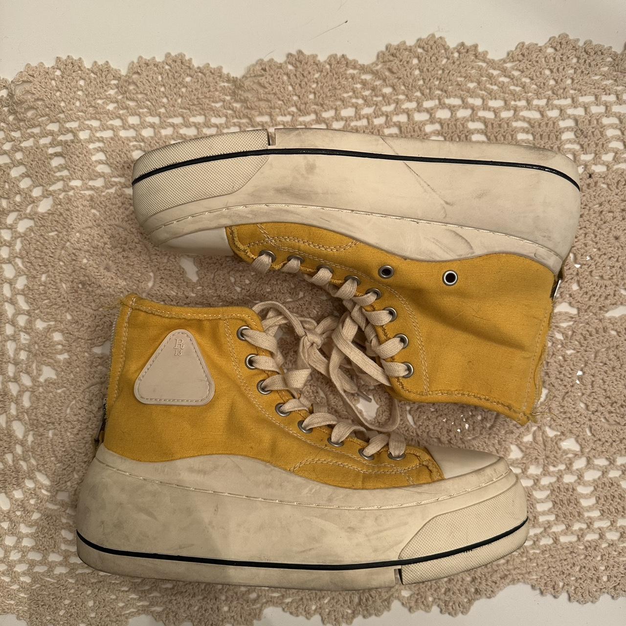 Yellow platform R13 sneakers. Yellow Kurt high top