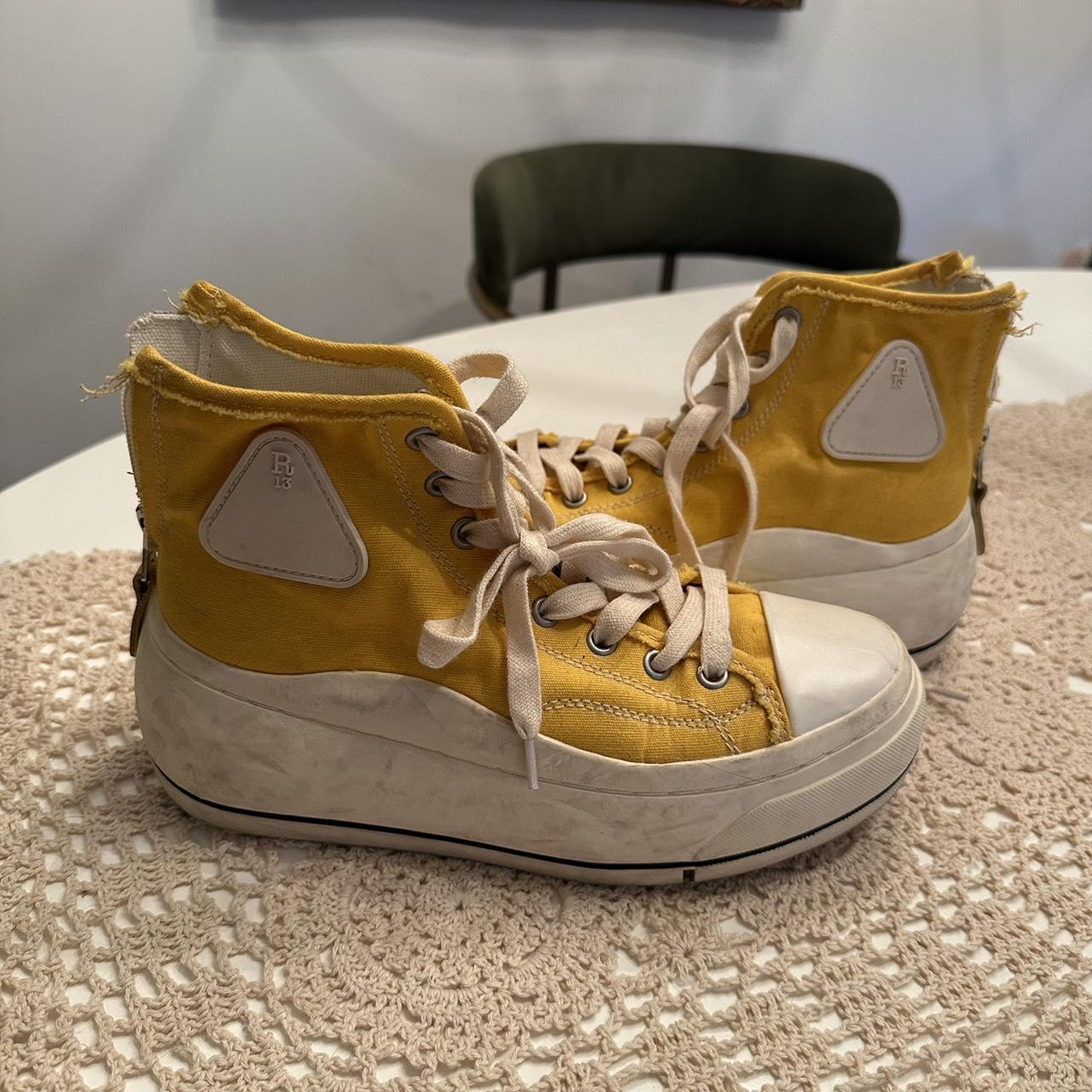 Yellow platform R13 sneakers. Yellow Kurt high top