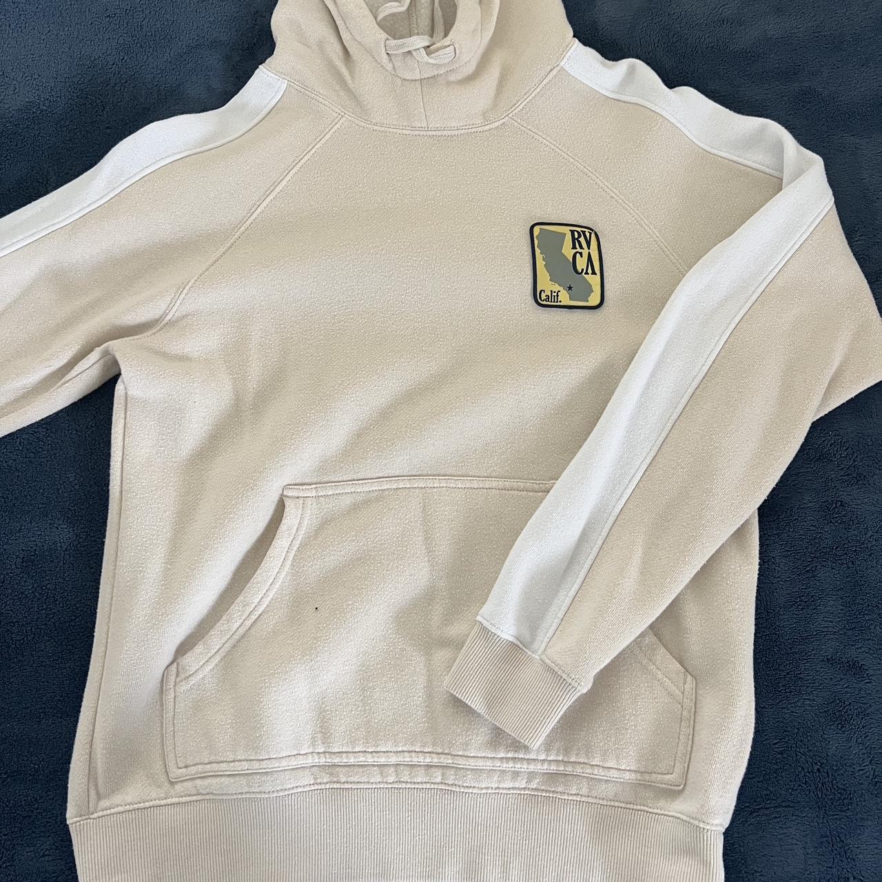 RVCA Women's Cream and White Hoodie Depop