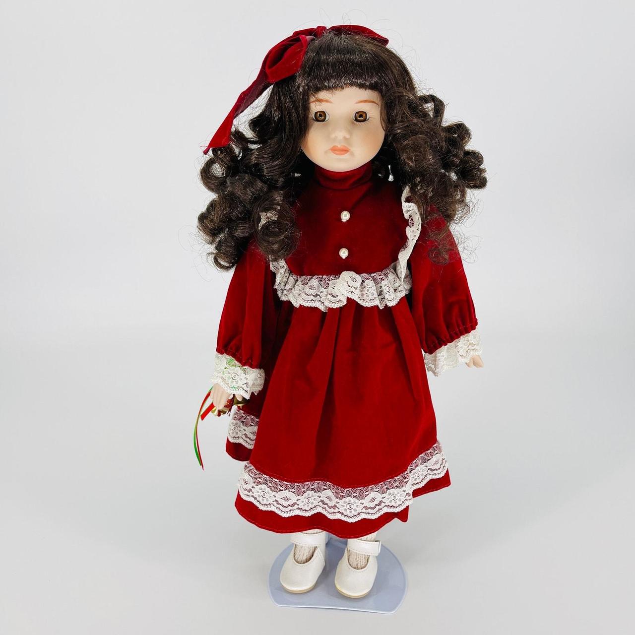 Porcelain 16.5 Doll Vintage 90s Red Velvet Dress. Depop