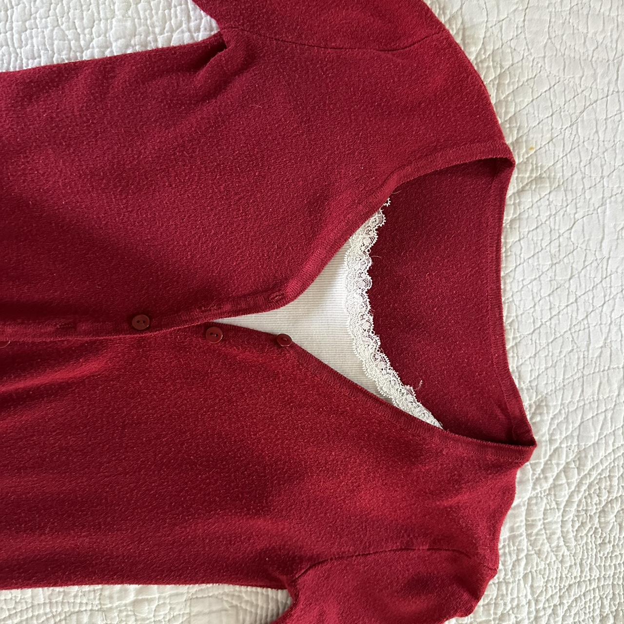 cute red cover up very soft lace top is not... - Depop