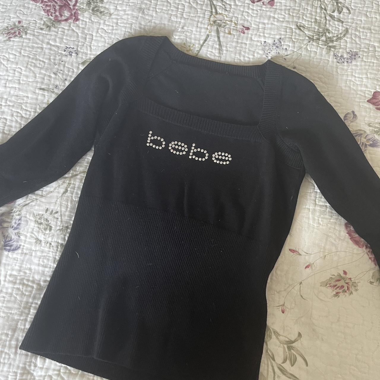 Black BEBE 3/4 sleeve top! This is a square neck... - Depop