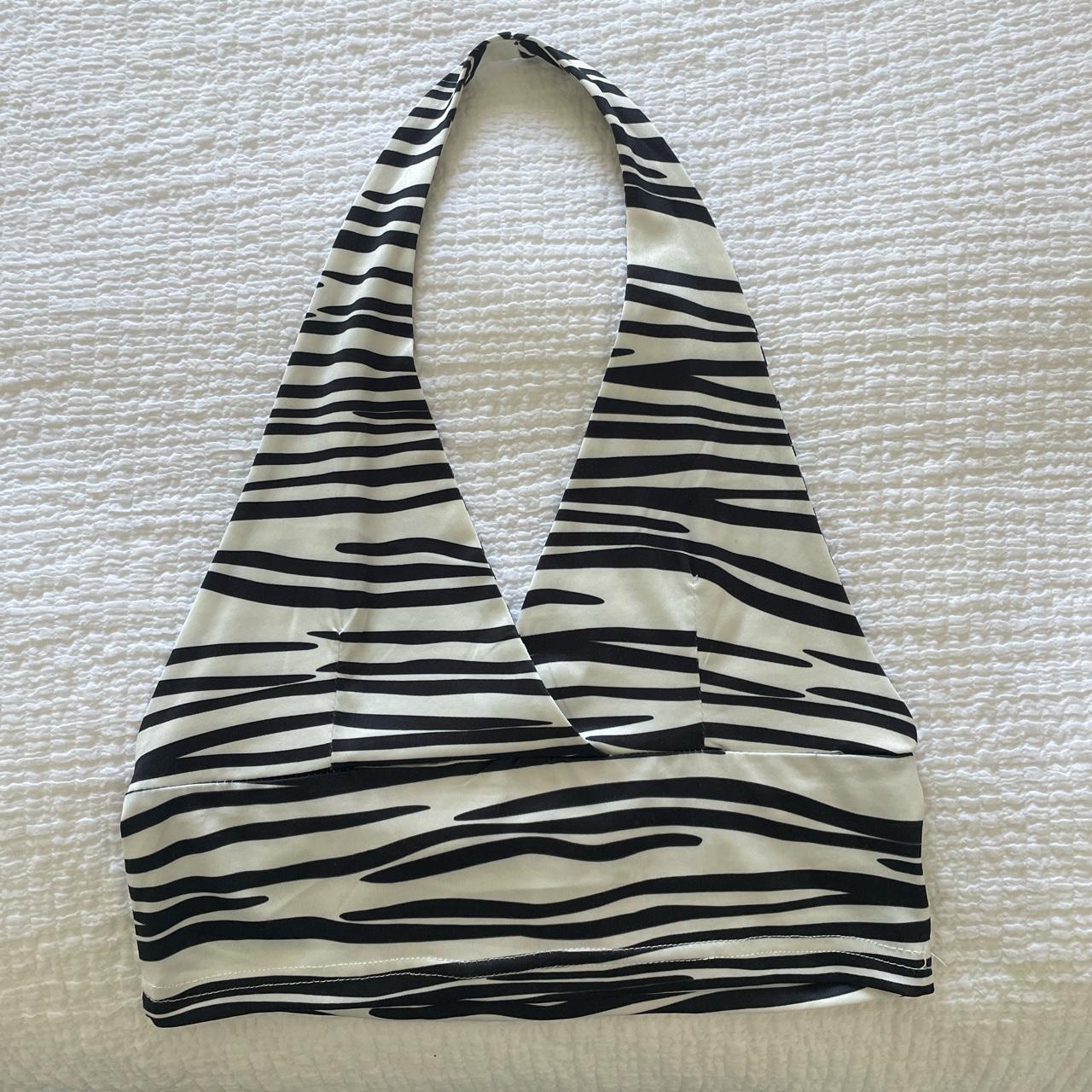 Princess poly halter neck zebra Barely worn so in... - Depop