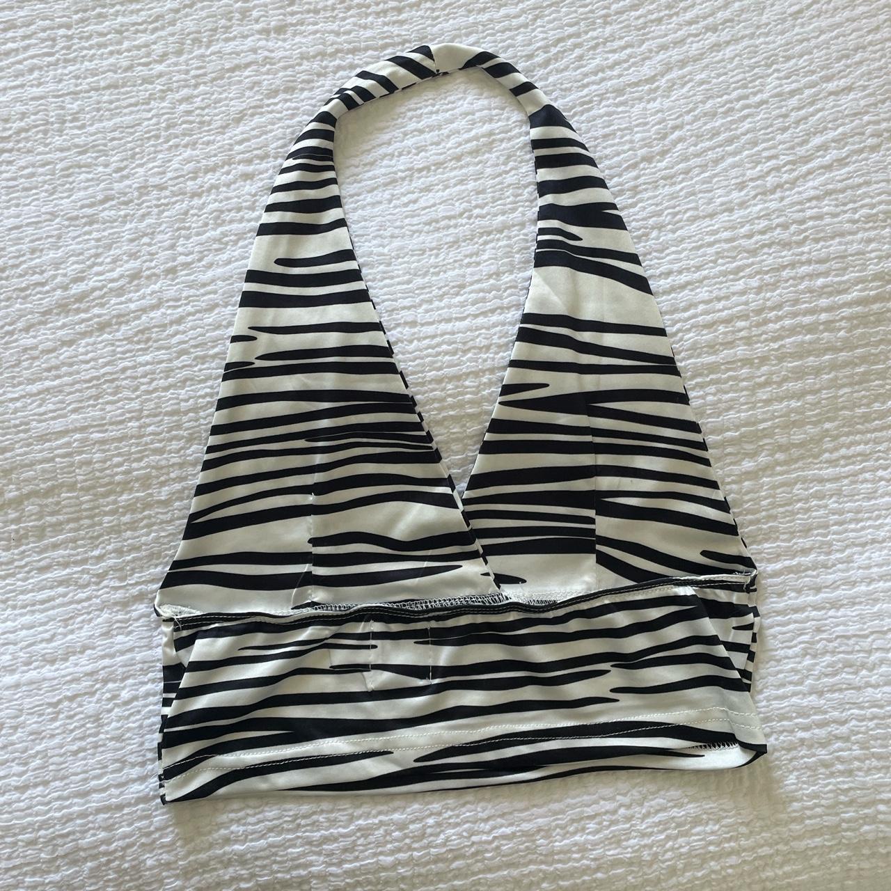 Princess poly halter neck zebra Barely worn so in... - Depop