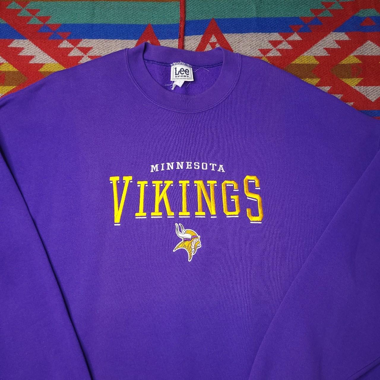 90s Vintage NFL Grey Vikings fleece Crewneck - Depop