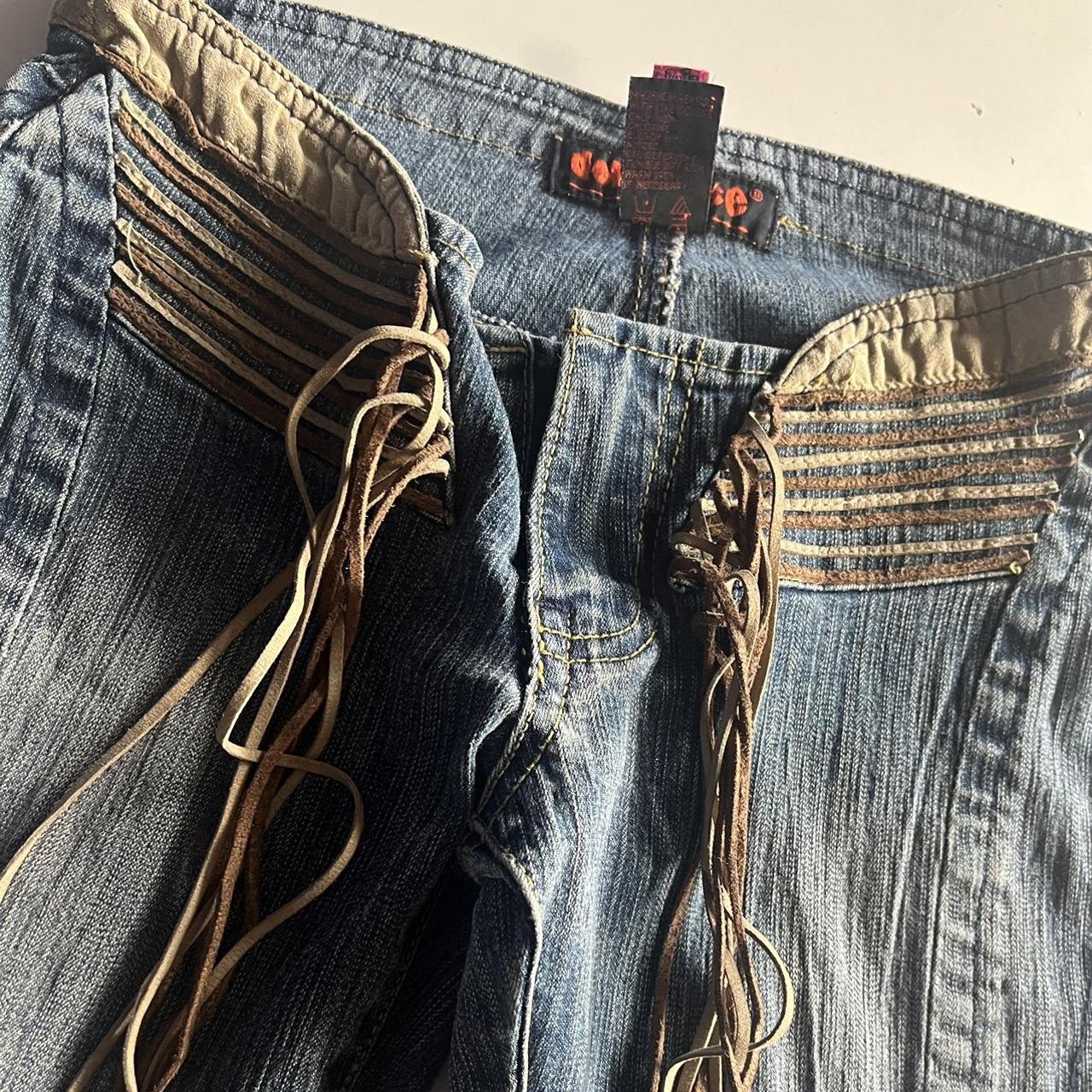 Dollhouse Y2K Vintage Fringe Belt Low Rise Jeans.... Depop
