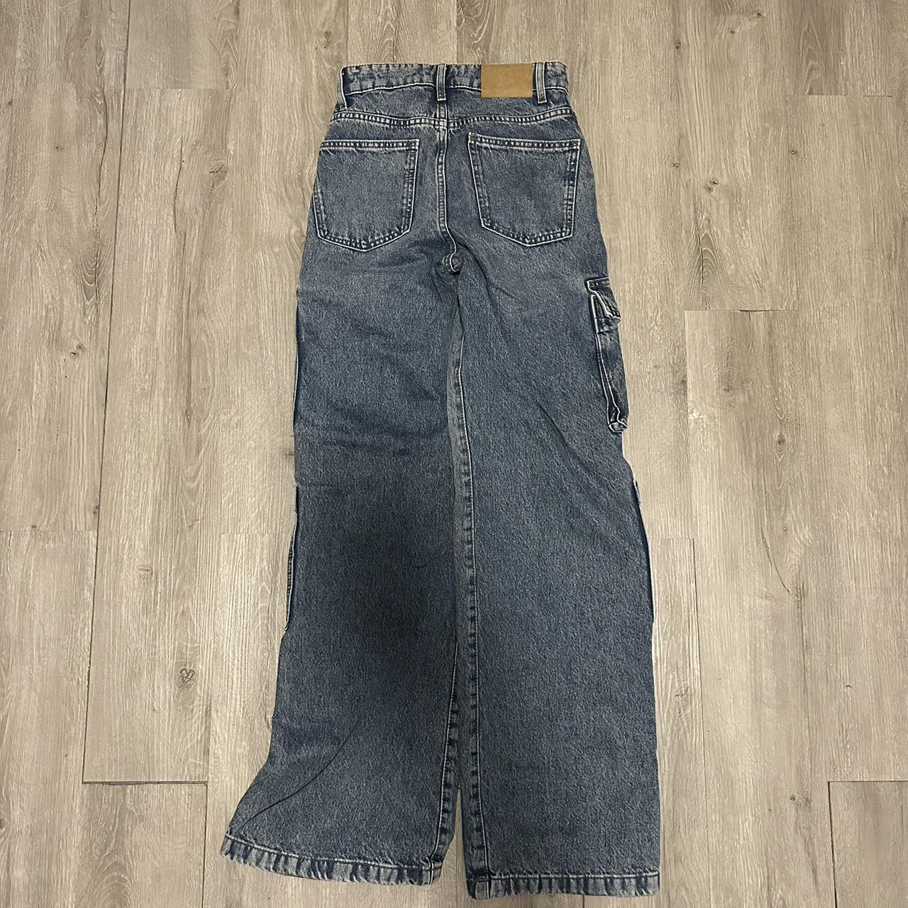 cotton on wide leg cargo jeans - faded/ washed -... - Depop