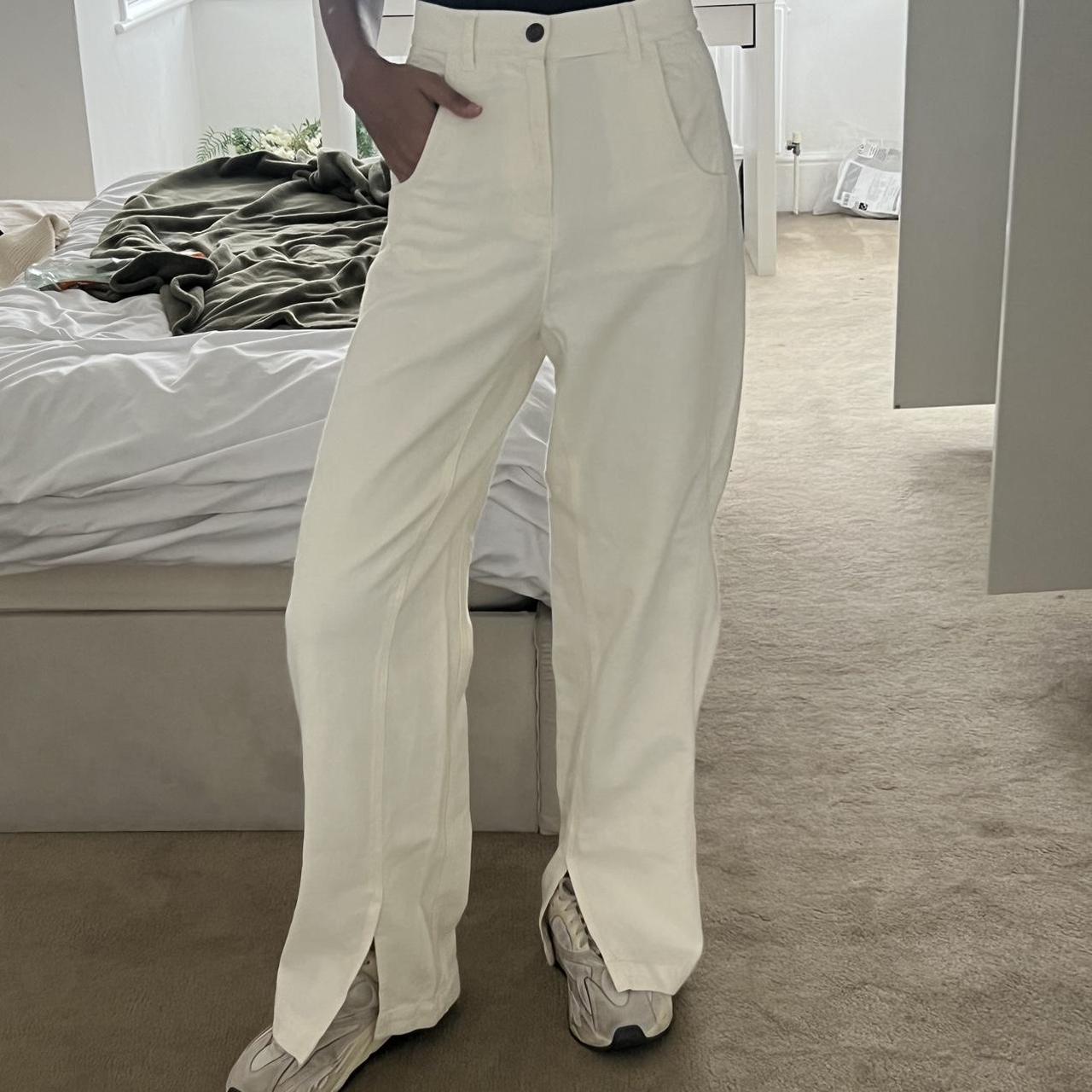 Zara Cream Split Flare Trousers. Lightly worn,... Depop