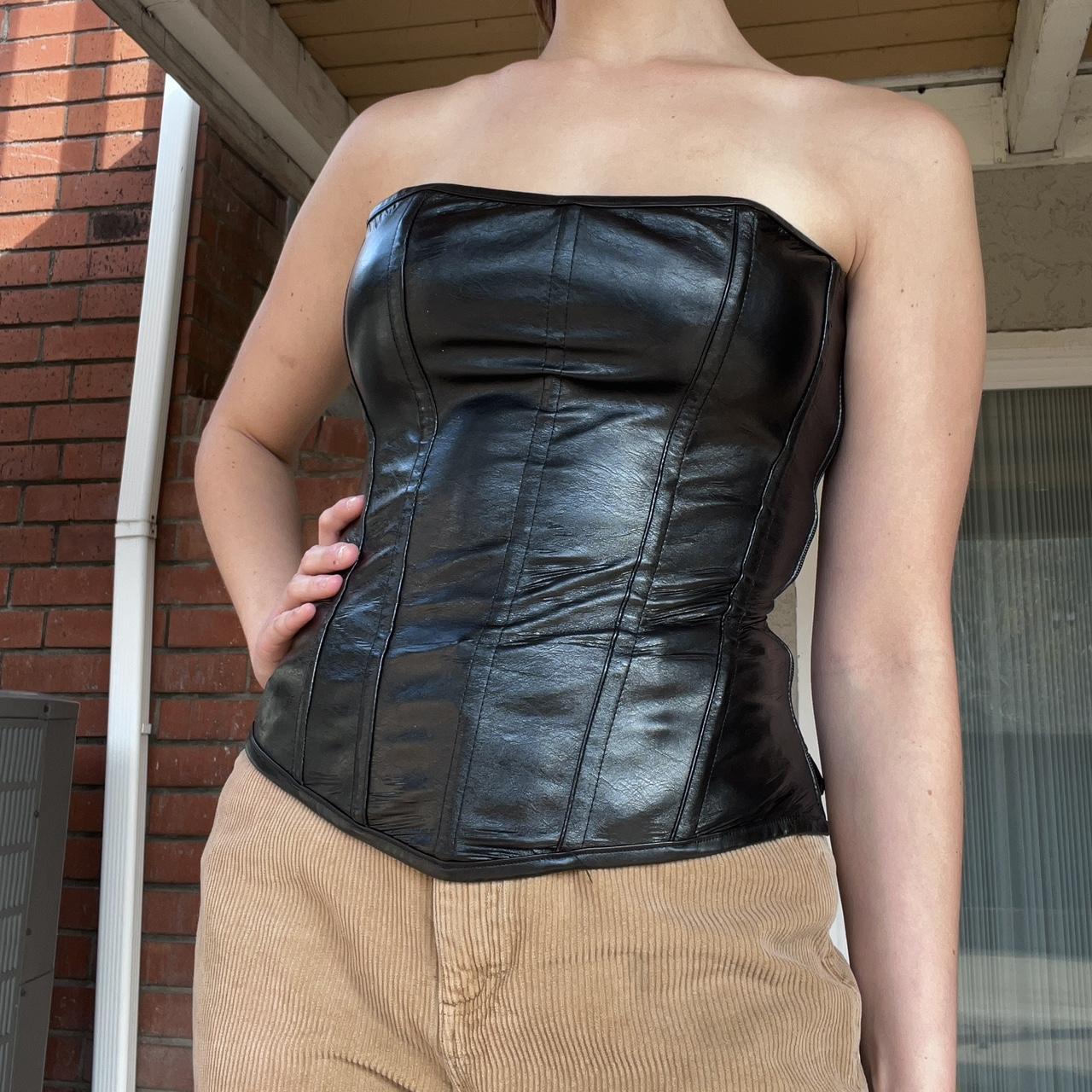 Black Strapless Corset Top Princess Neckline - Depop