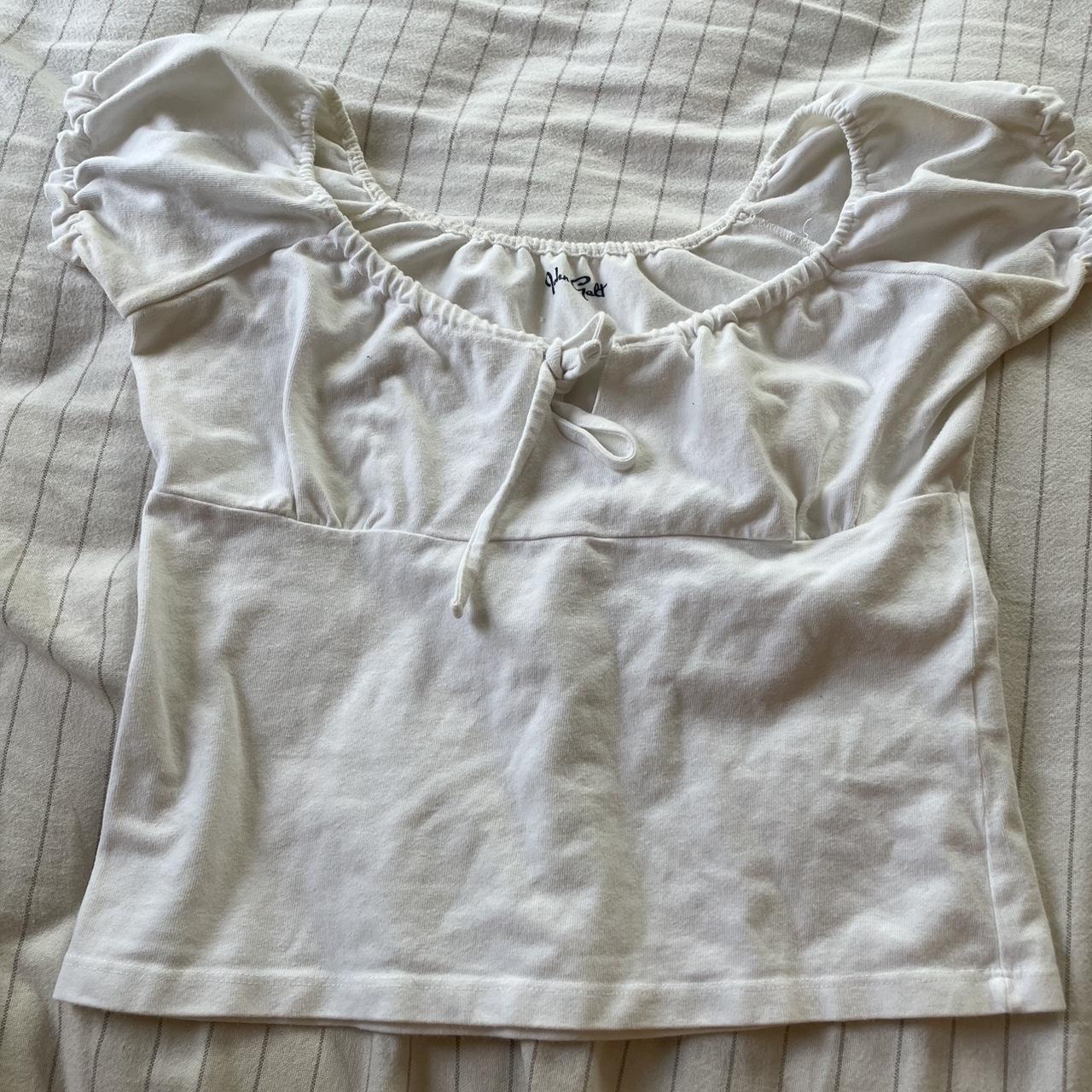 Brandy Melville white tie blouse. There is some... - Depop