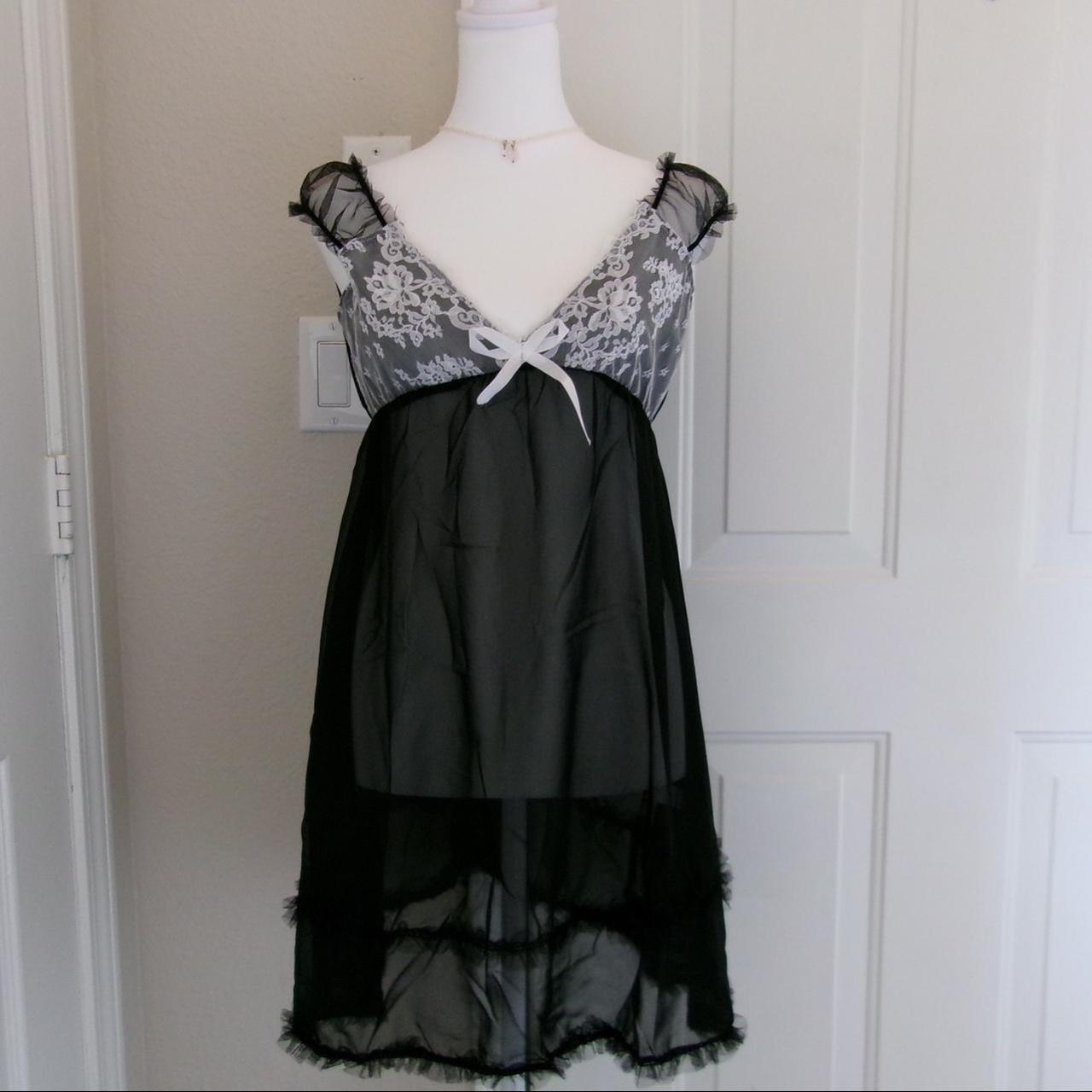 White & black lace sheer dress, old shein! Fits Size... - Depop