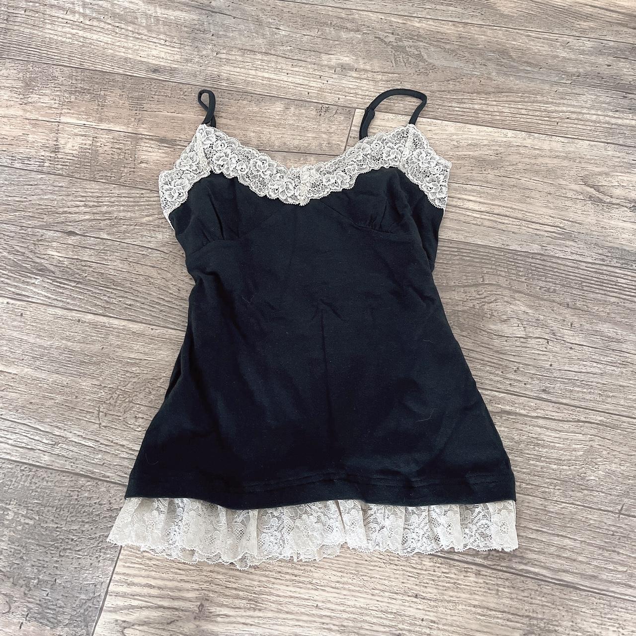 japanese lace black babydoll tank top, female horror... - Depop