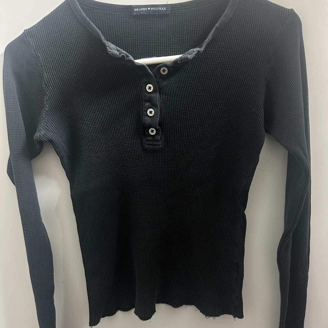 brandy melville black waffle long sleeve - Depop