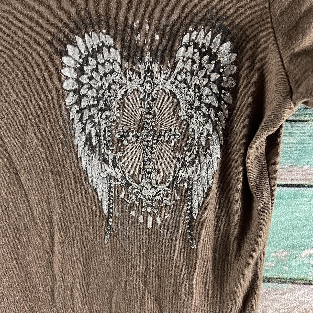 Y2k 2000s cross with angel wings t-shirt. | Depop
