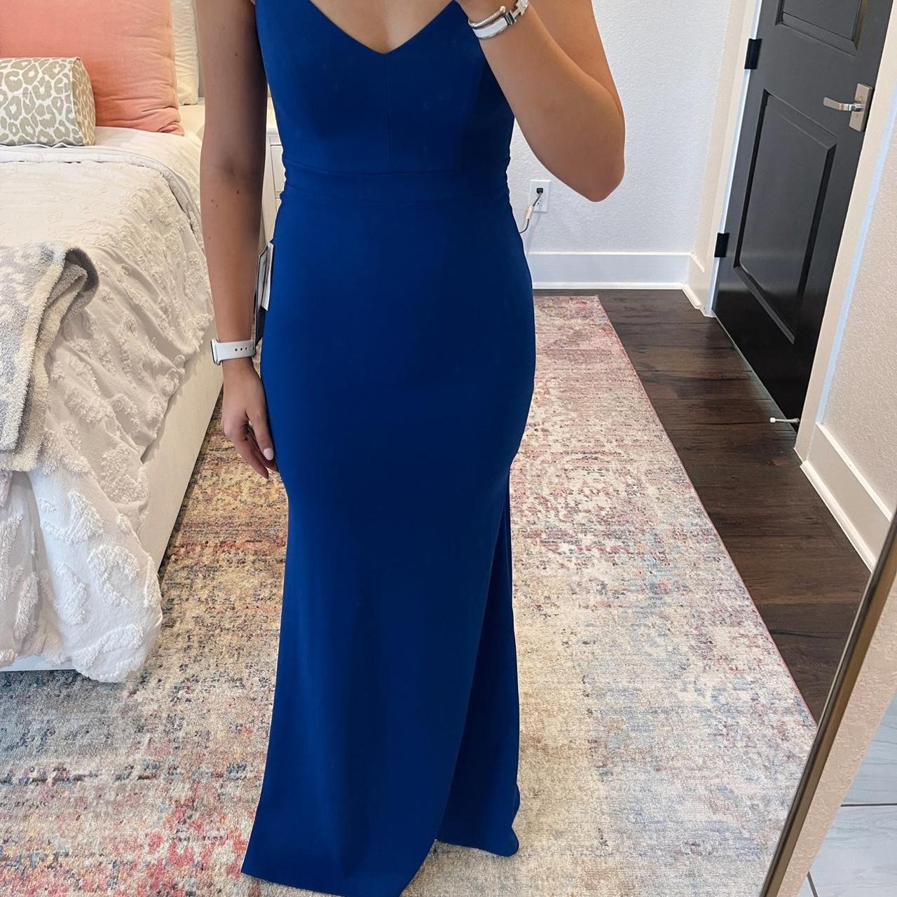 Macy's Women's Blue and Navy Dress | Depop