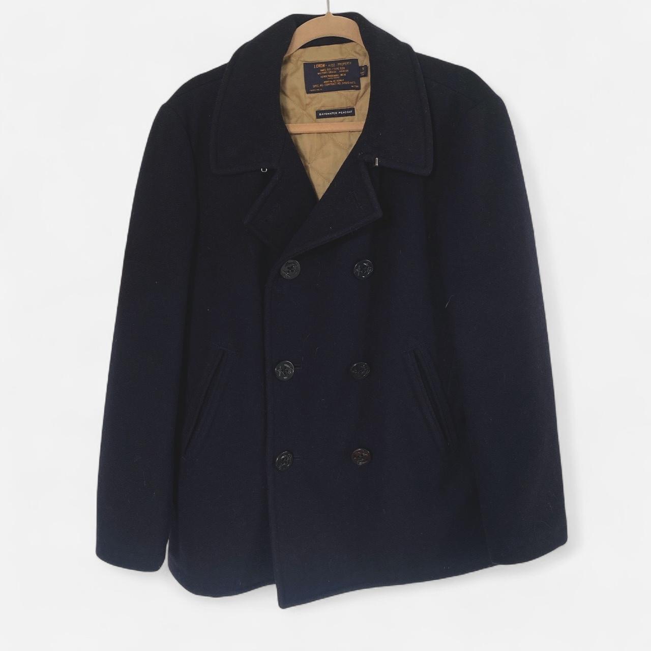 ジャケット・アウター AT LAST&CO WOOL COAT DARK NAVY Navy coat-wool - Depop