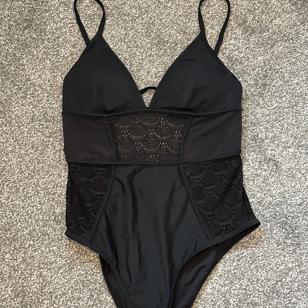 Women’s new look black swimsuit Worn once Size 10 - Depop