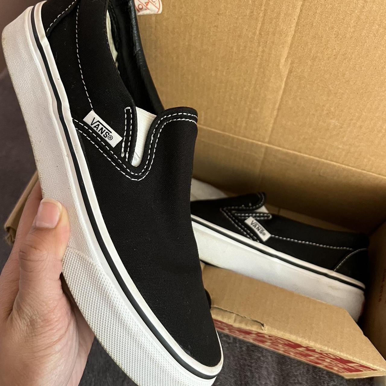 Black classic slip on vans size 6 women Can clean... - Depop