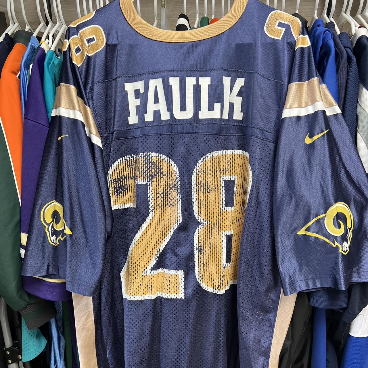 Vintage St Louis Rams Jersey Mens 2XL Blue Faulk Nike Team NFL