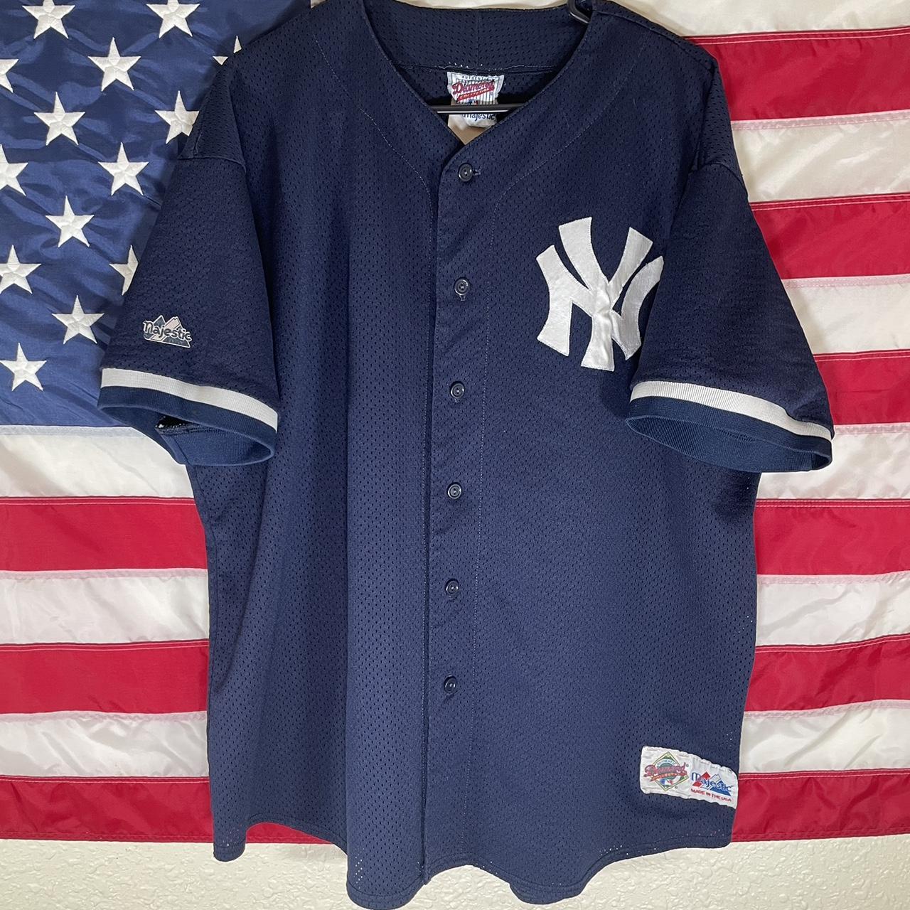 Vintage Majestic New York Yankees Mesh Jersey White - Depop