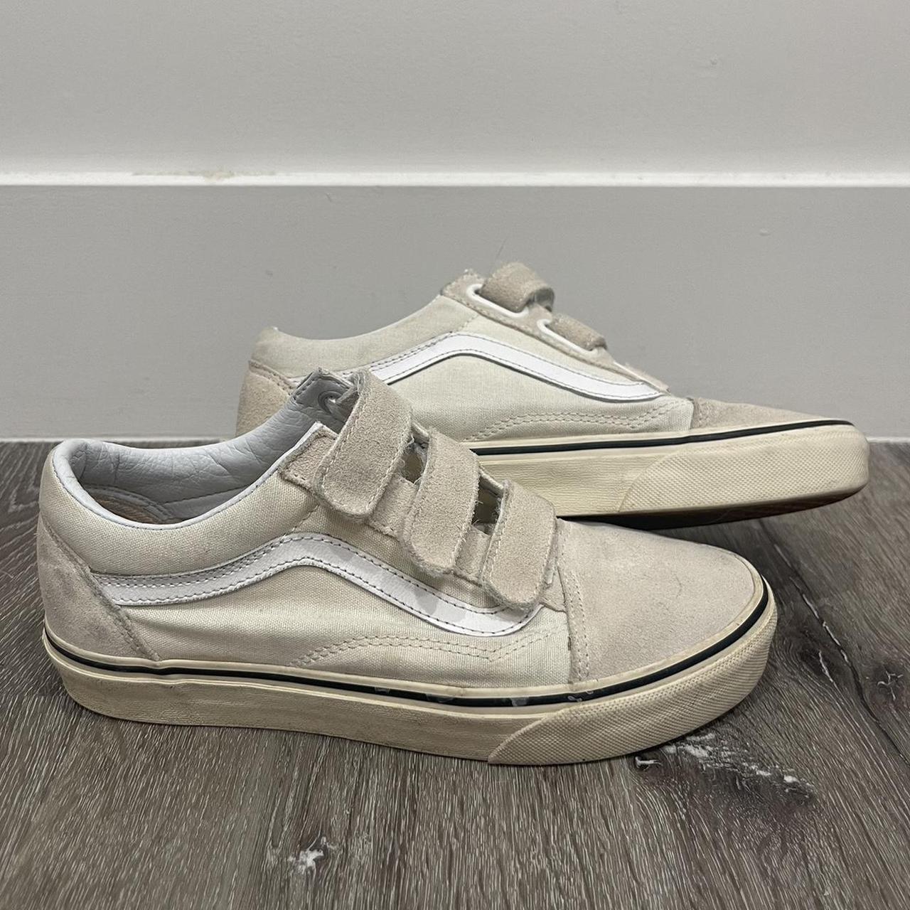 Cream cheap velcro vans