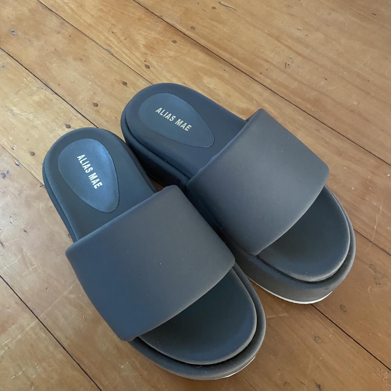 Alias Mae Grey Neoprene Slides Size 36 Worn once,... - Depop