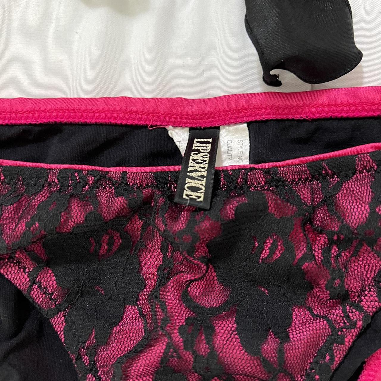 Pink and Black Lip Service Bikini ╔══ •° °• ... - Depop