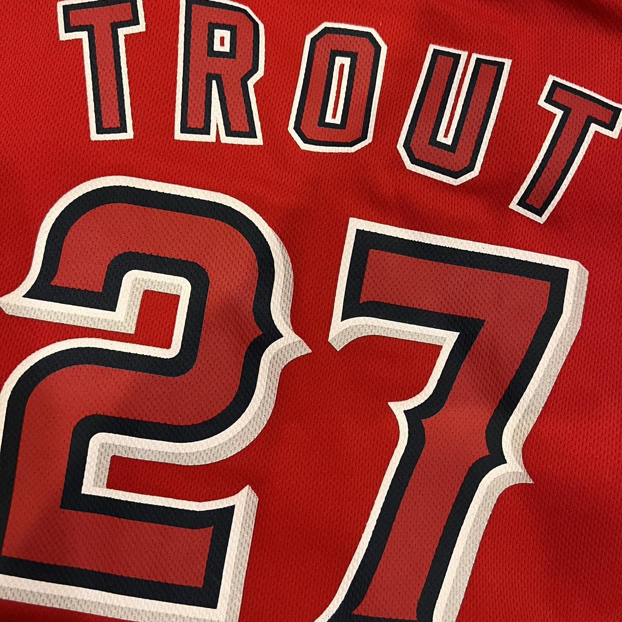 ANGELS BASEBALL JERSEY MIKE TROUT JERSEY YOUTH XL, - Depop