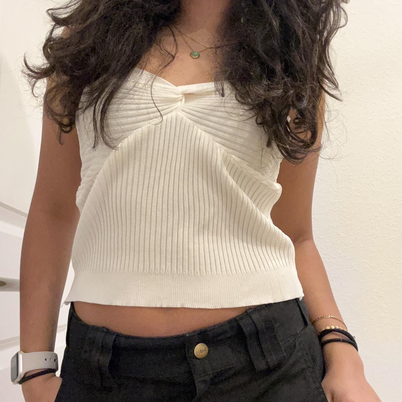 white twisted tube top perfect little basic with... - Depop