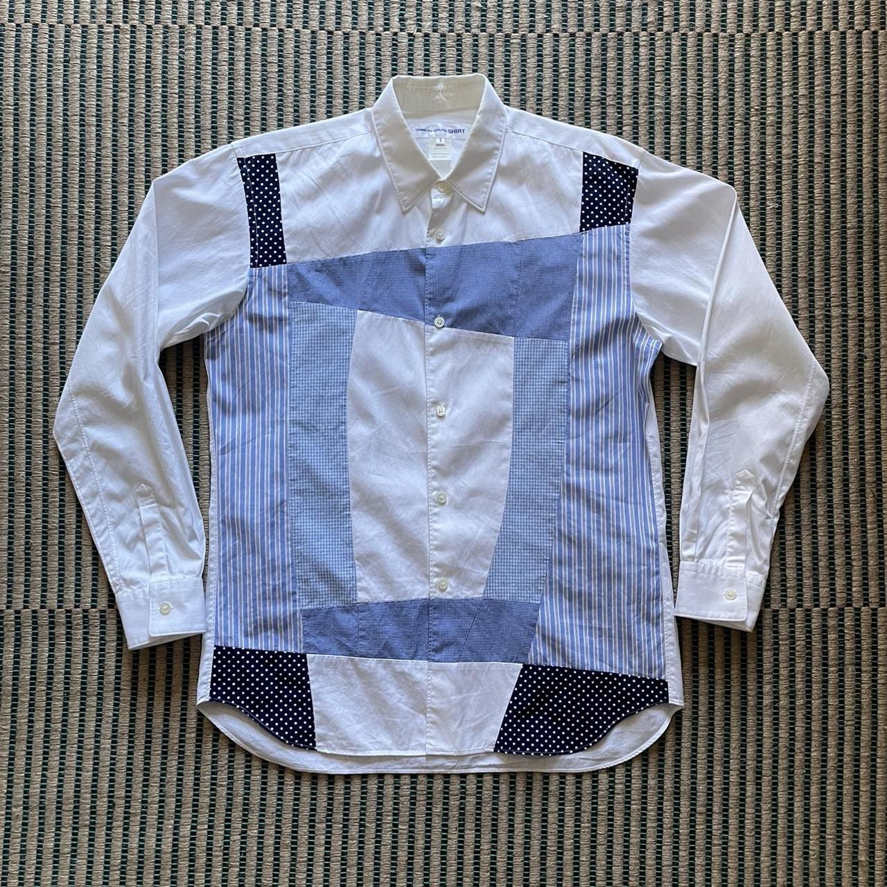 Comme des Garçons Women's White and Blue Shirt | Depop