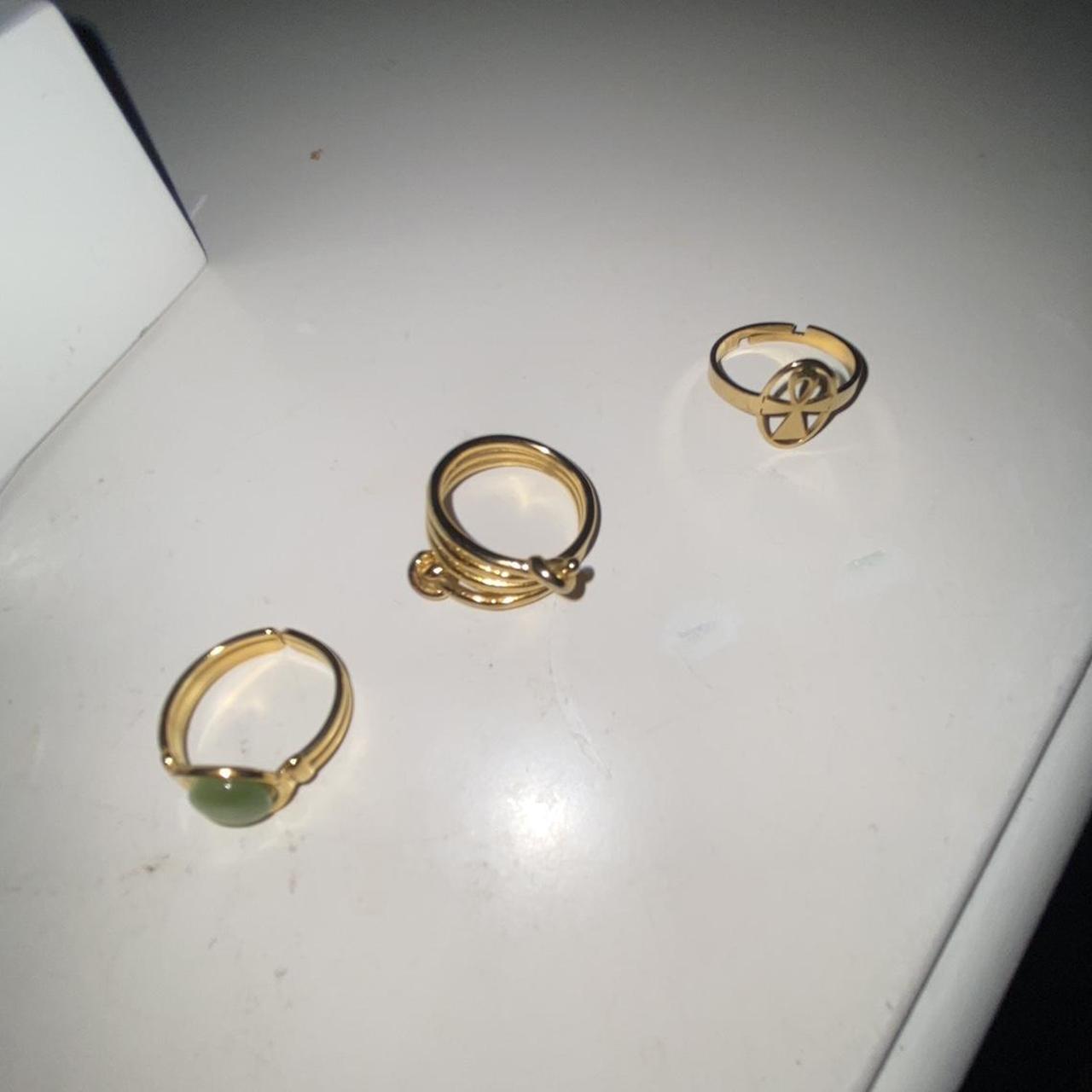 gold stainless steel rings⚜️ 1 gold and green... Depop