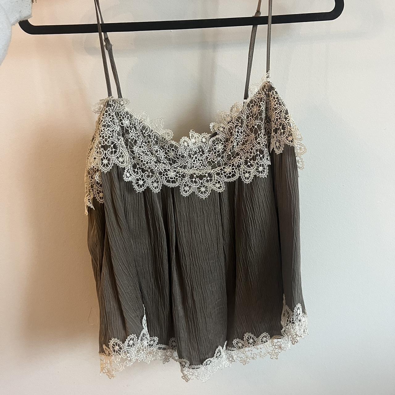 Brownish grey beautiful detailed lace detailing. - Depop