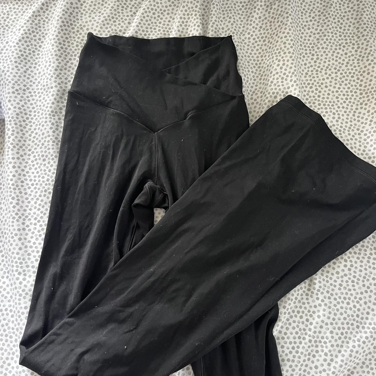 Aerie crossover high waisted black flare leggings - Depop