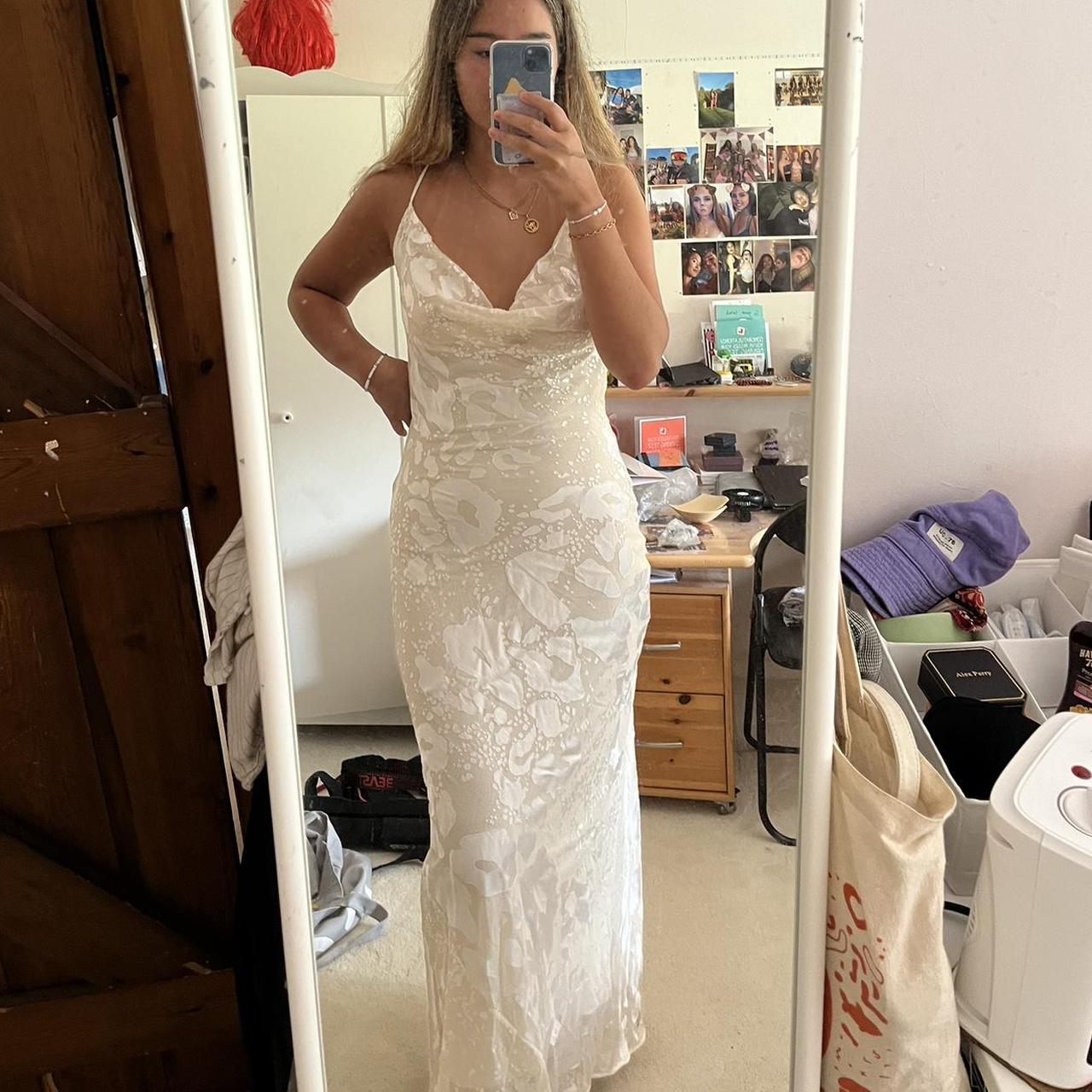 Rat And Boa White Satin Primrose Maxi Dress With - Depop