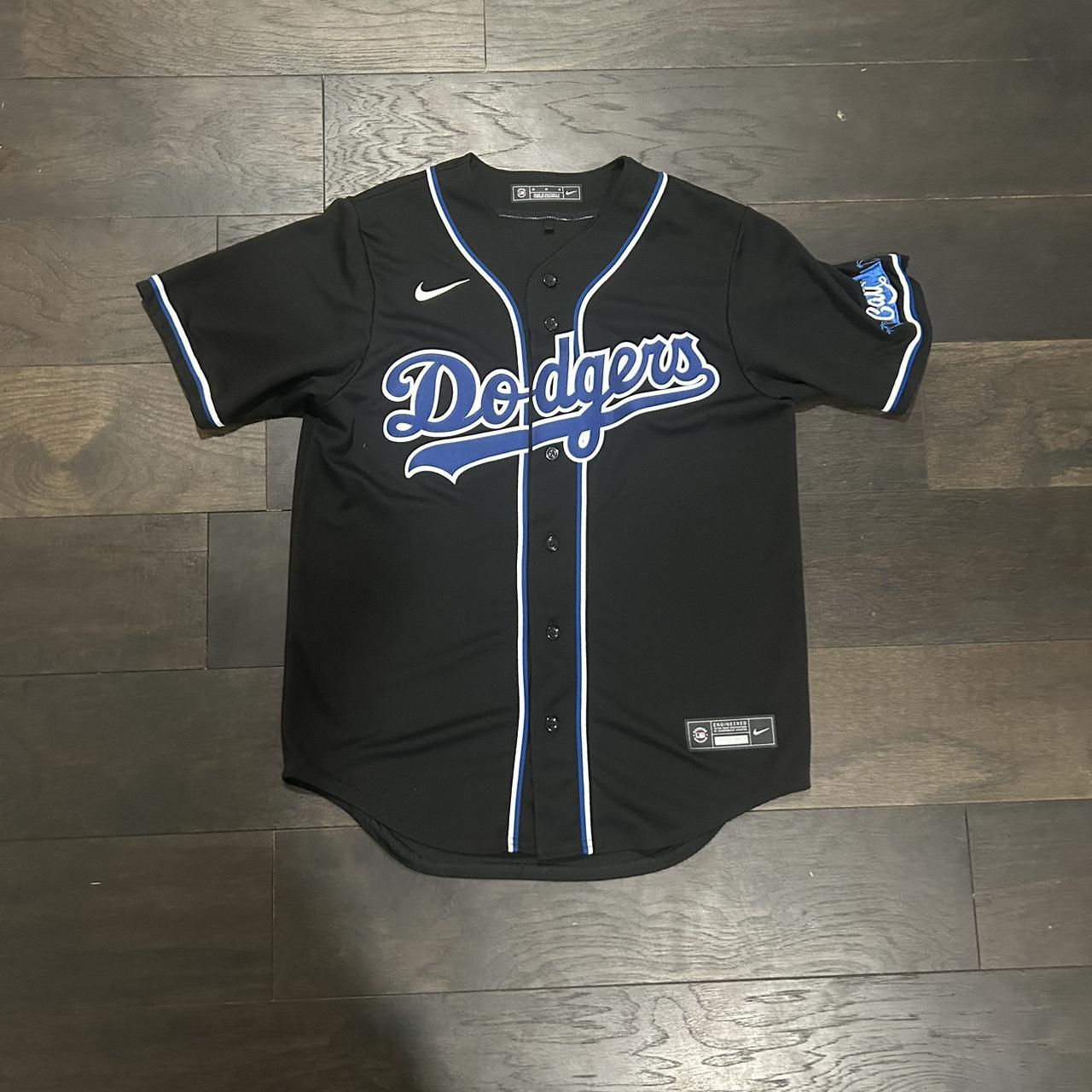 Nike Dodgers black and blue jersey Medium With... Depop