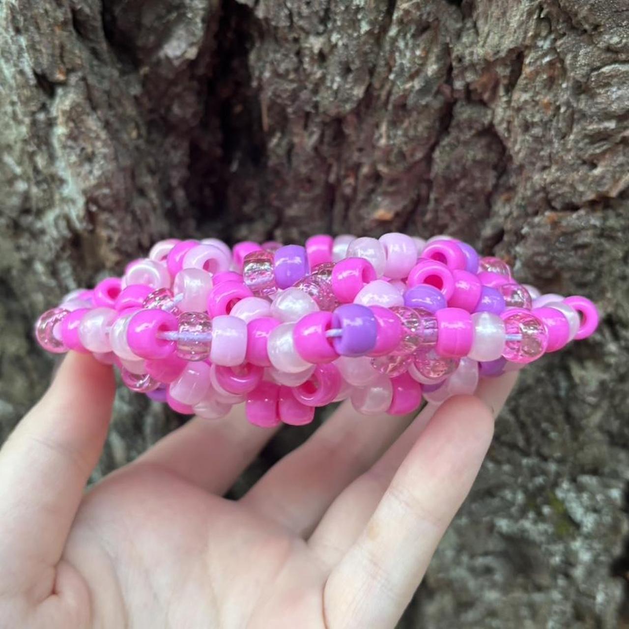 Pink multicolor mandala kandi cuff ~7 1/2 inches | Depop