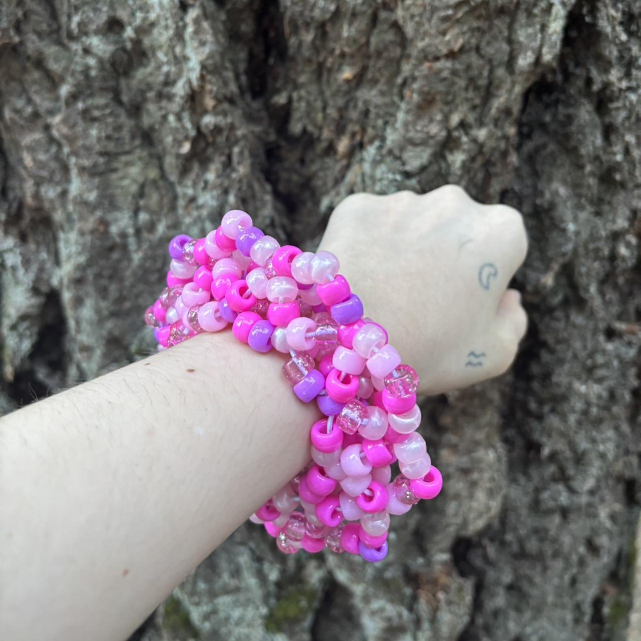 Ma Kandiさん専用 Pink multicolor mandala kandi cuff ~7 1/2 inches | Depop