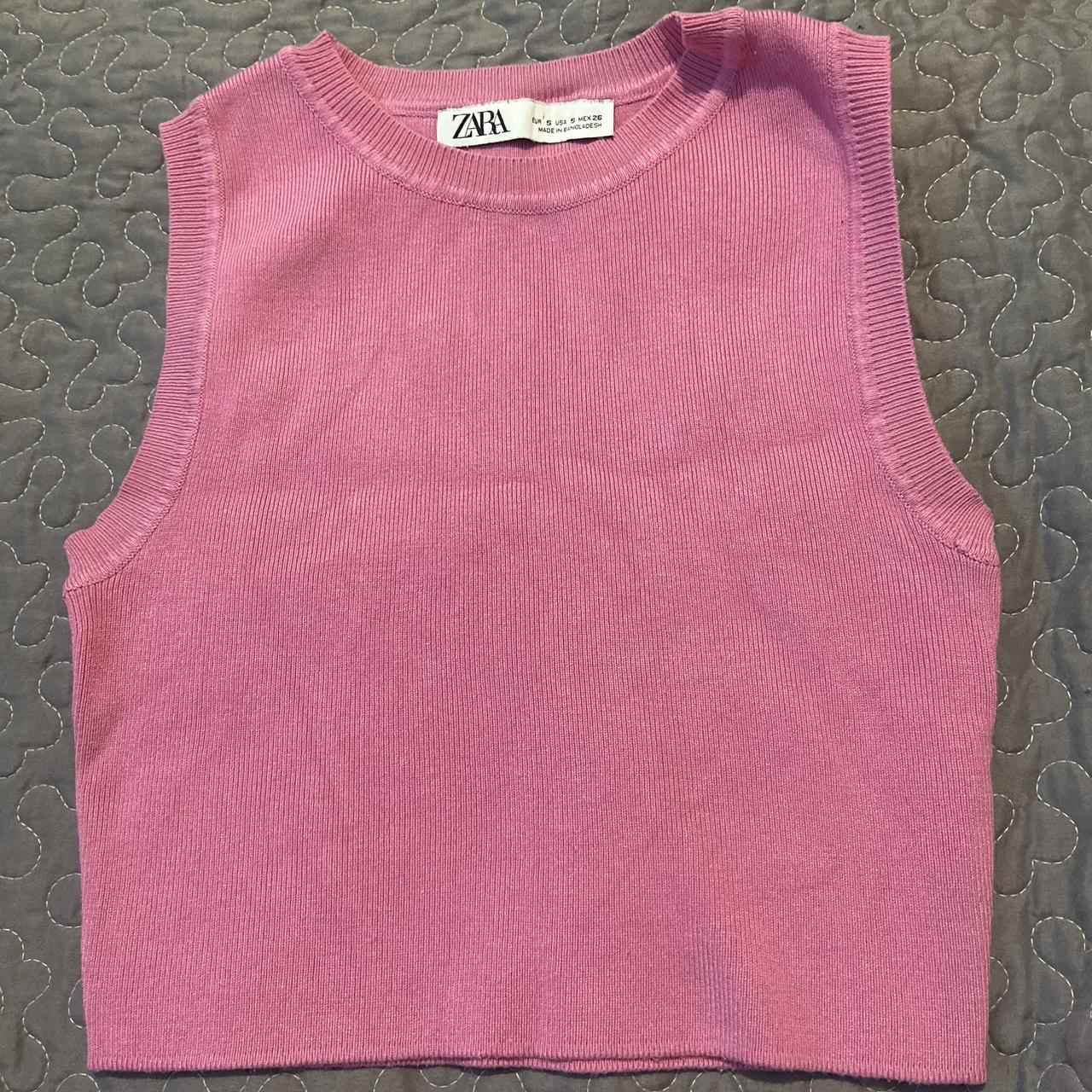 Pink Zara high neck crop -no flaws - Depop