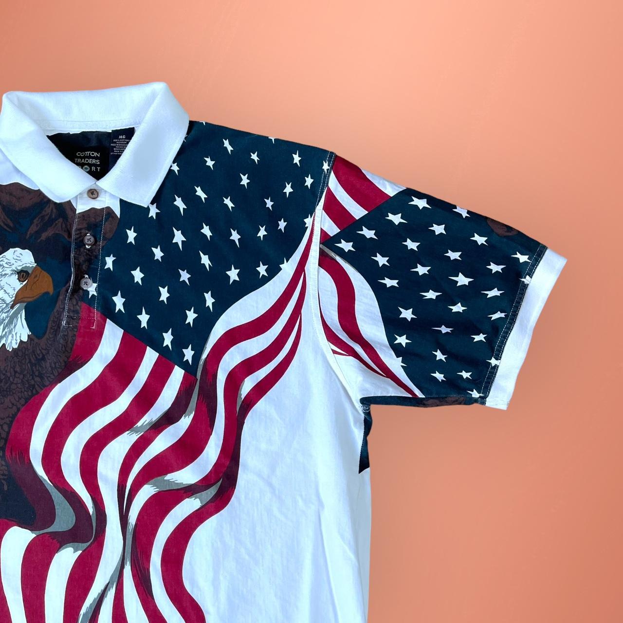 Vintage 90s AOP USA Flag Bald Eagle Mountains Cotton...