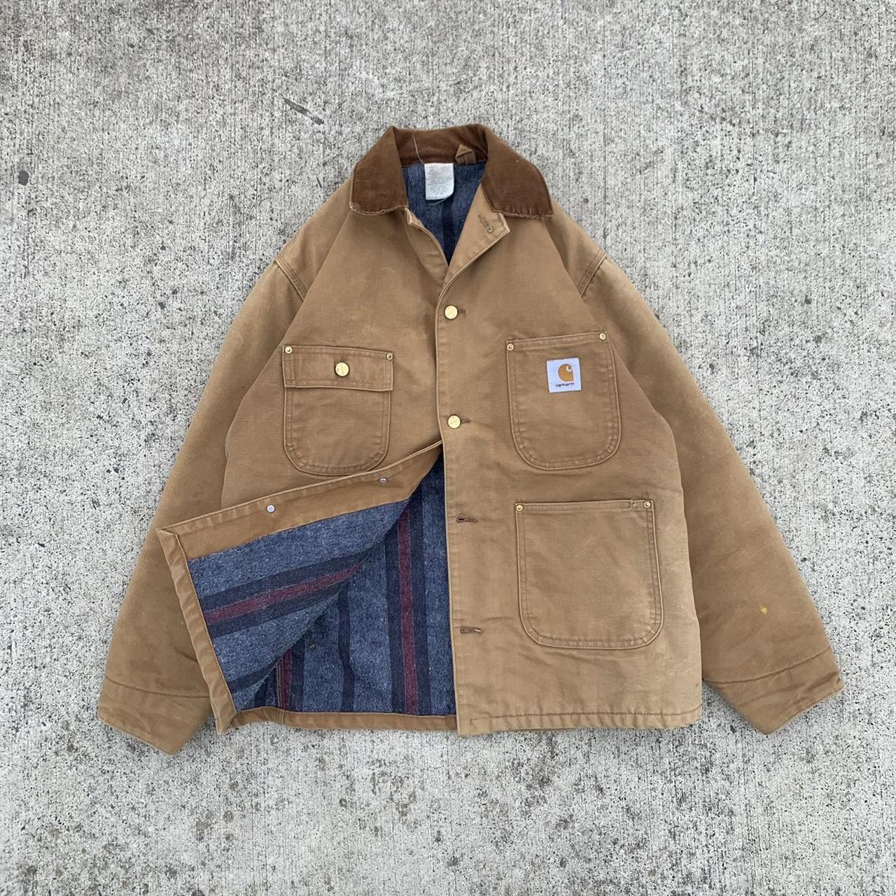 Vintage Carhartt Chore Coat Vintage 80s Tan CARHARTT... - Depop