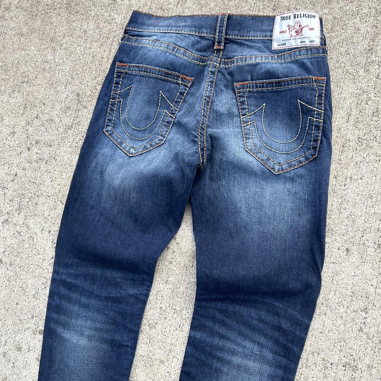 True Religion Men's Grey and Blue Jeans | Depop