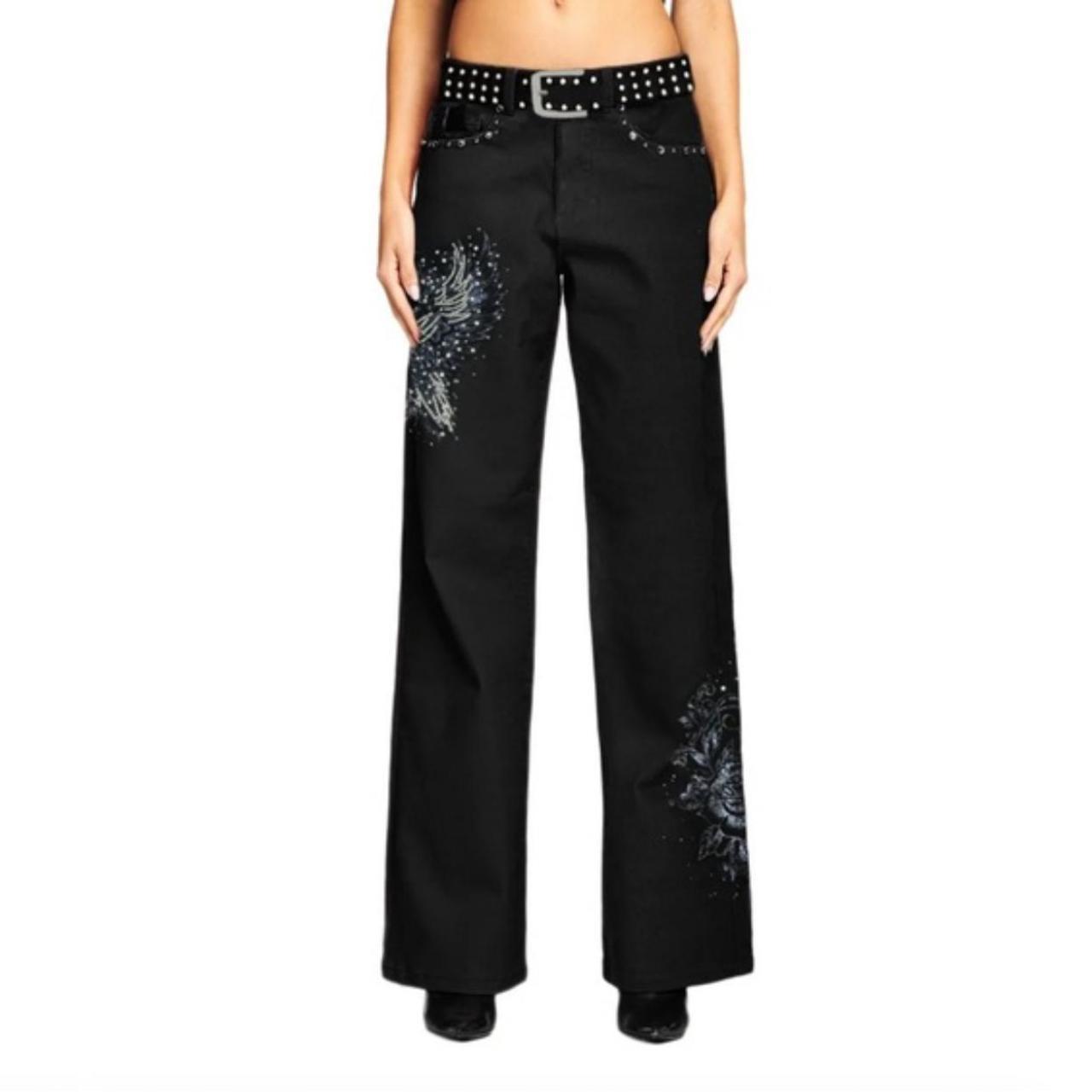 IAMGIA Hollis Black Cross Rhinestone Jean WITH BELT! | Depop