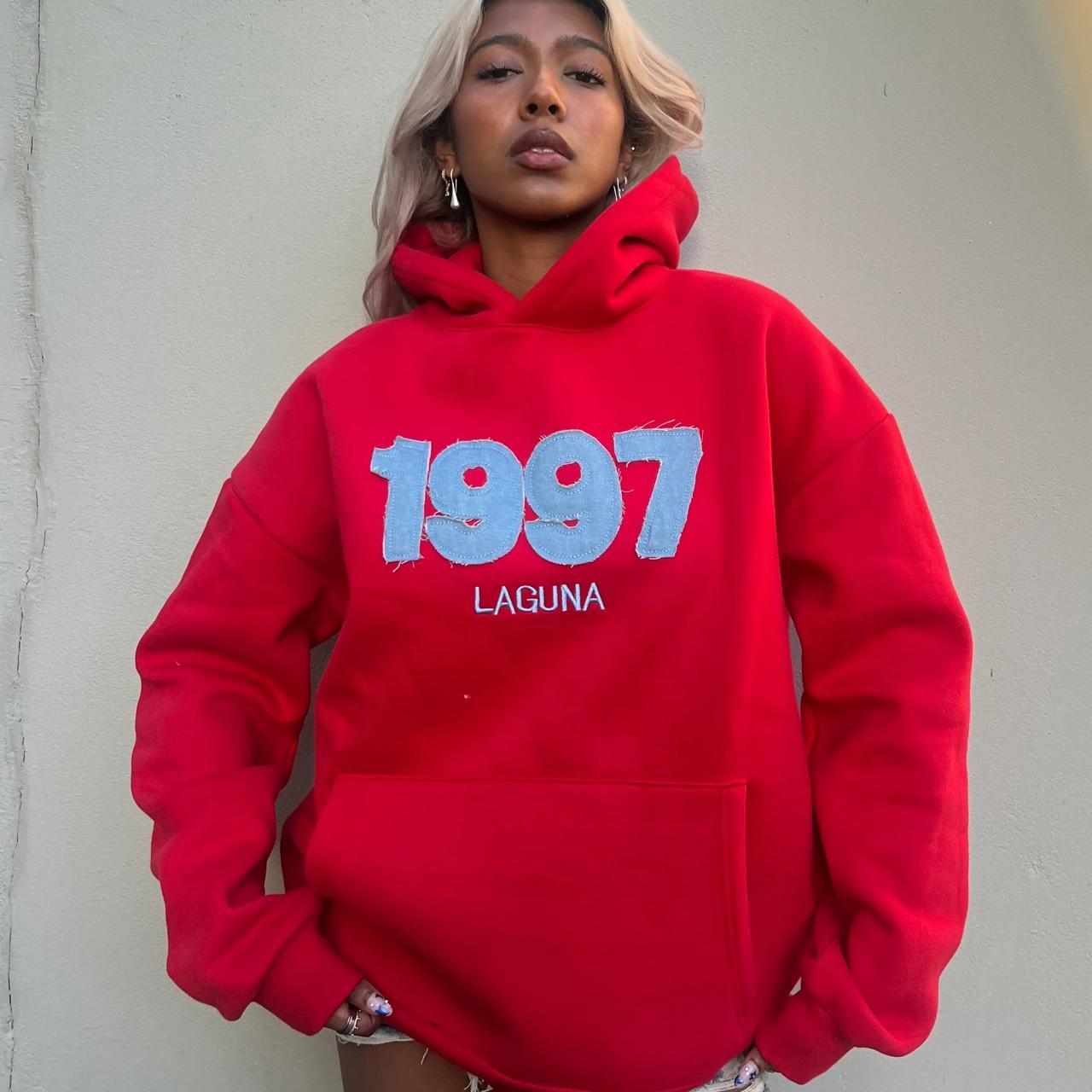 bright red 1997 laguna beach hoodie soft and. Depop