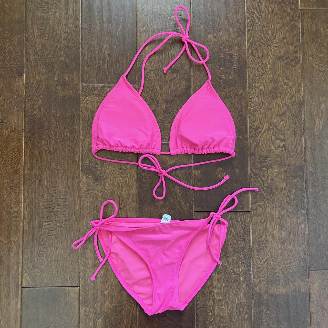 OP hot pink bikini set 🏷️ top size Large, bottoms... - Depop