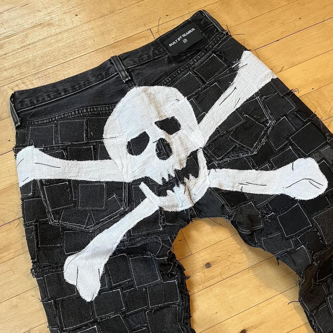 Skull Painting On Black Jeans Boohoo MAN Jeans With Robot Style - Main Image