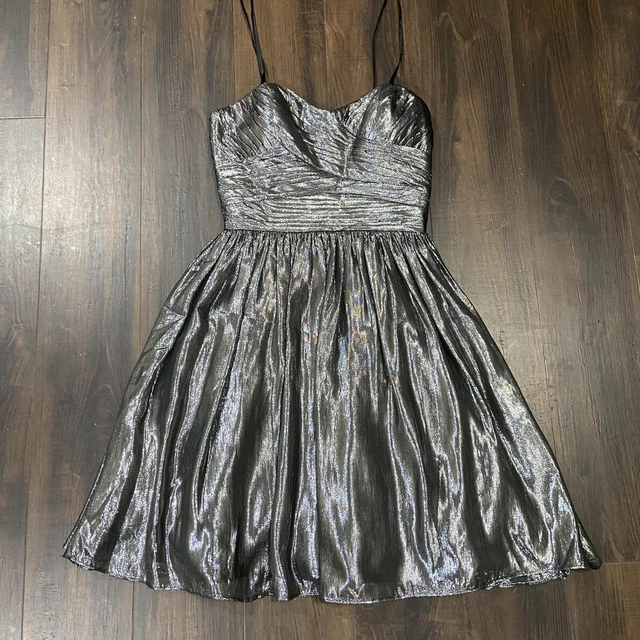 Aidan mattox black silver dress Measurements 28