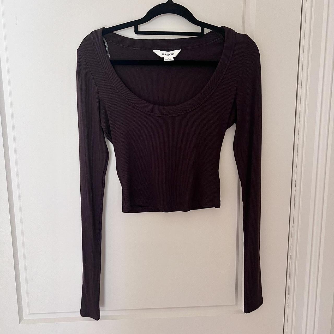 Glassons brown long sleeve crop top Size S Hasn’t... Depop