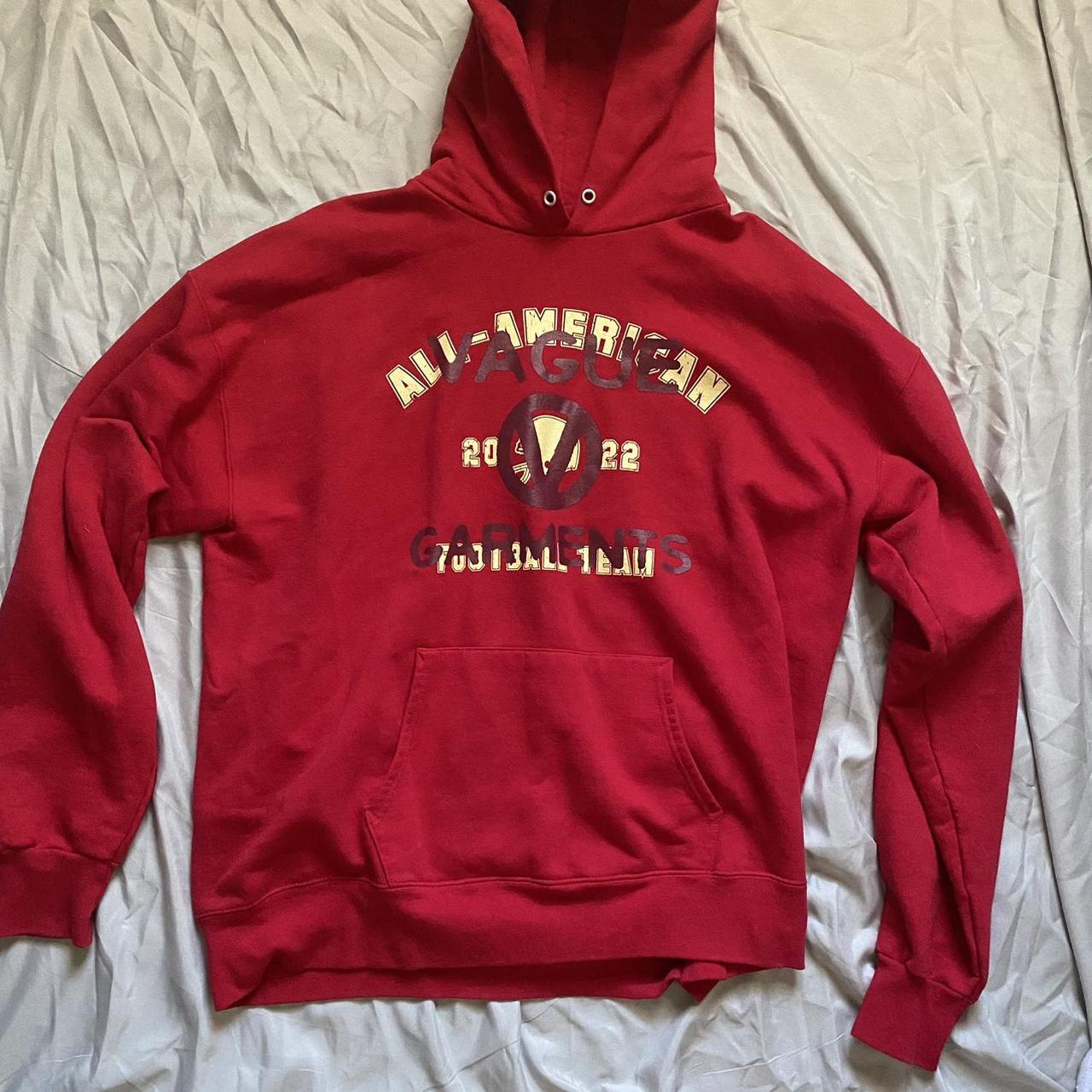 Vague Streetwear Red American Football Hoodie No... - Depop