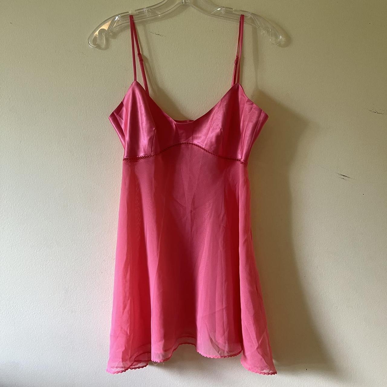 victorias secret pink slip dress small satin top... - Depop